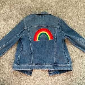J.Crew / Crewcuts Girls Denim/Jean Jacket with Rainbow Patch, Girls Size 10